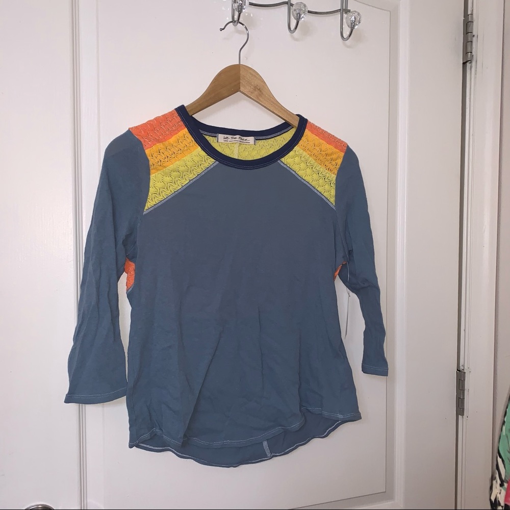 Free People Wash Blue Combo top (women’s size large)